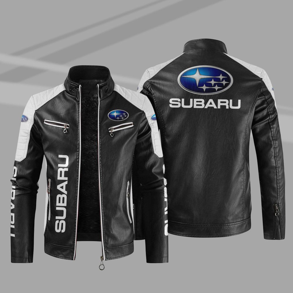 Subaru Car Motor Block Leather Jacket