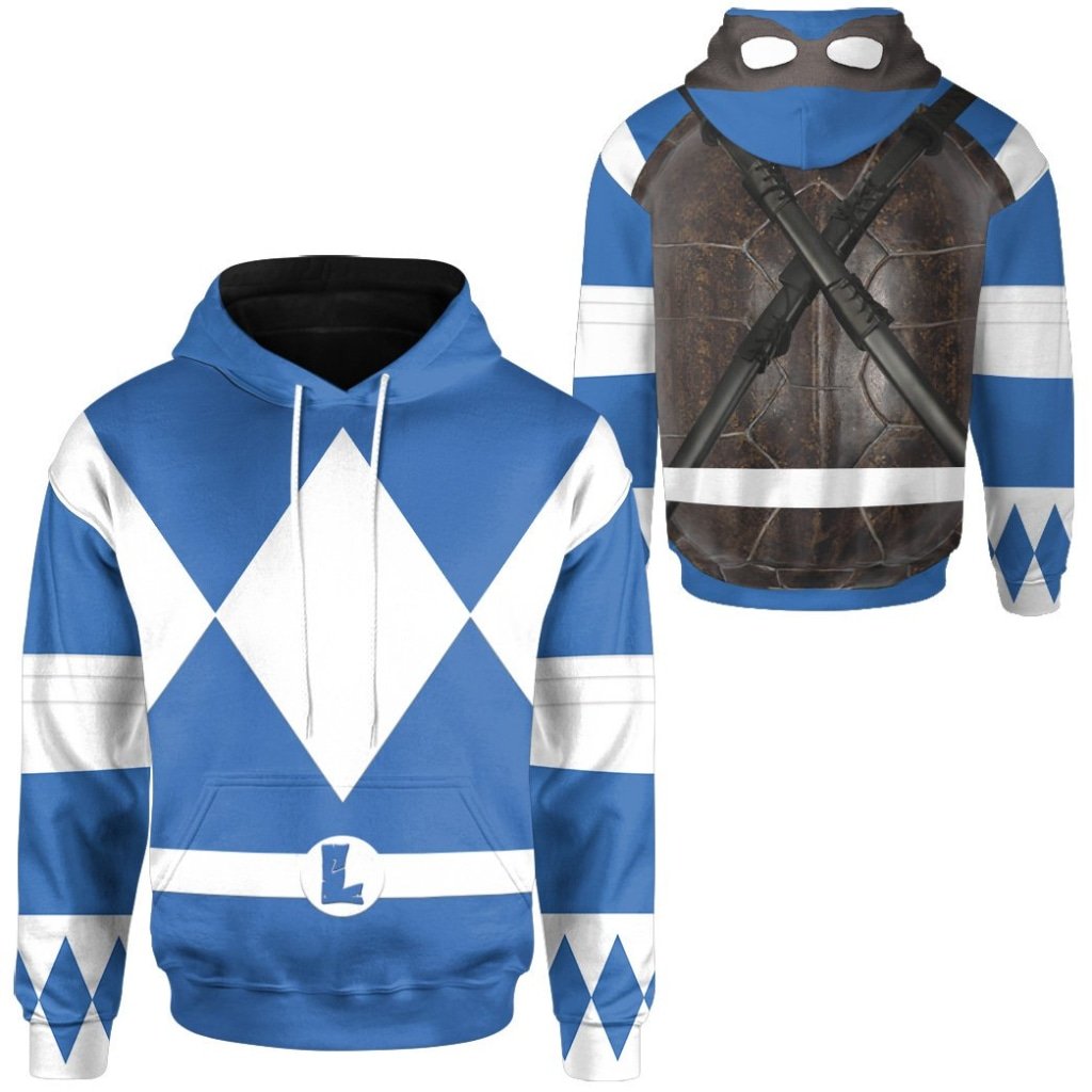 Teenage Mutant Ninja Rangers Leonardo Blue Ranger 3D All Over Printed Hoodie 1 2