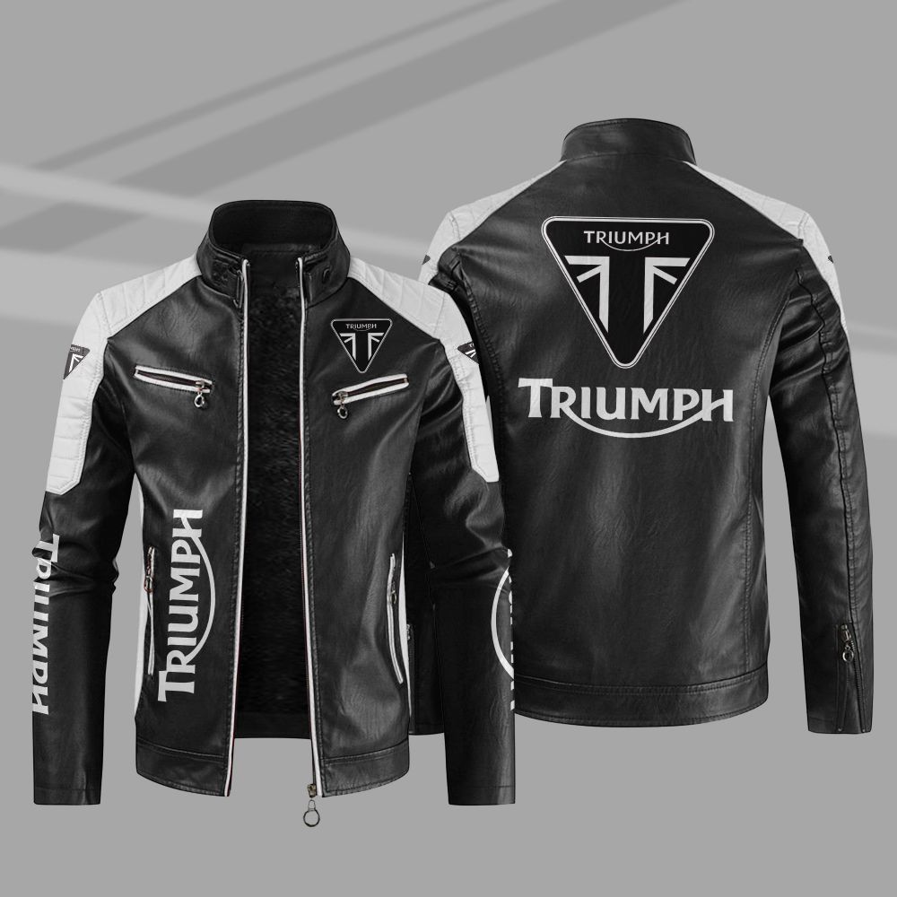 Triumph Car Motor Block Leather Jacket