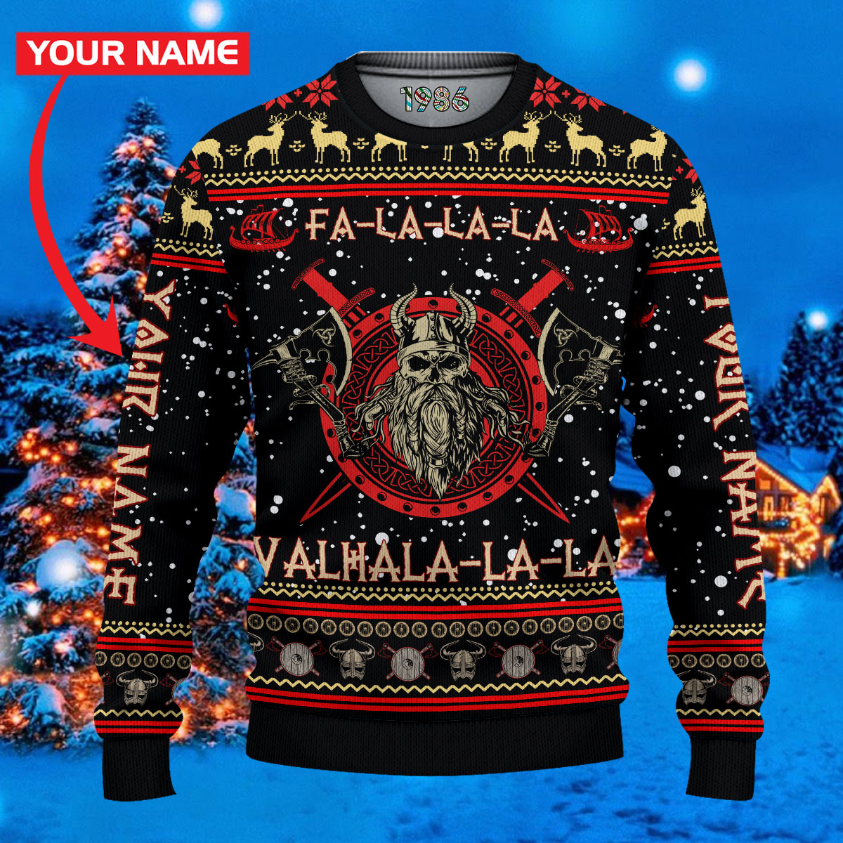 Valhalla Fa La La La Valhala La La Personalized Custom 3D All Over Printed Ugly Sweater 1 2