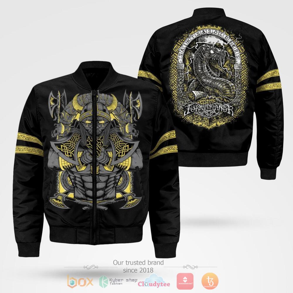 Viking Jormungandr black baseball jacket