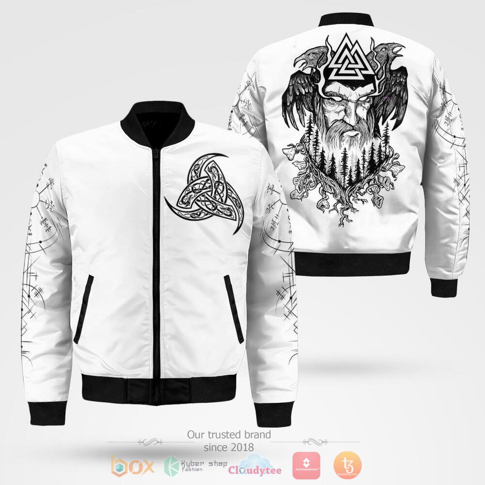Viking Odin and Triple Horn of Odin baseball jacket