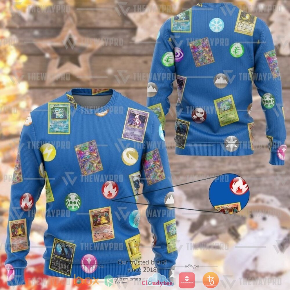 Anime Pokemon Cards And Elements Christmas Sweater