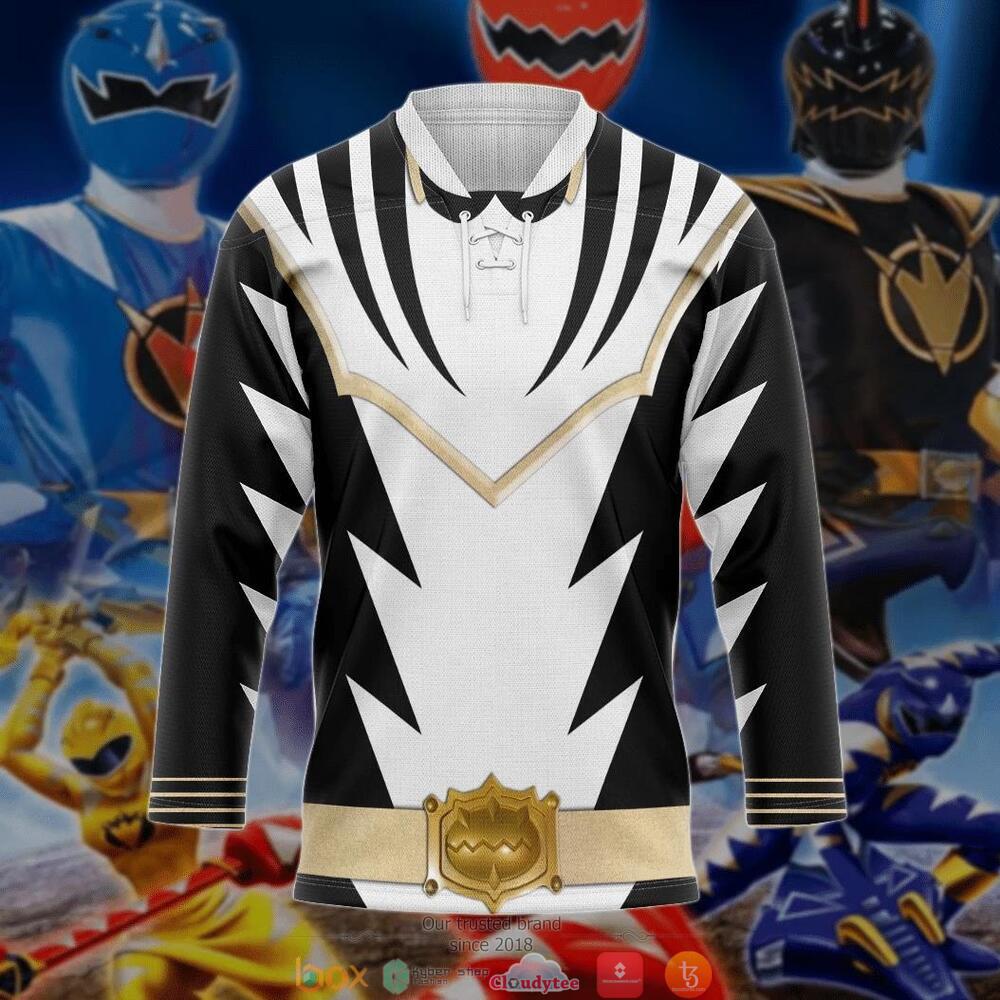 NEW White Dino Ranger Clone hockey jersey 3 White Dino Ranger Clone hockey jersey 1 2