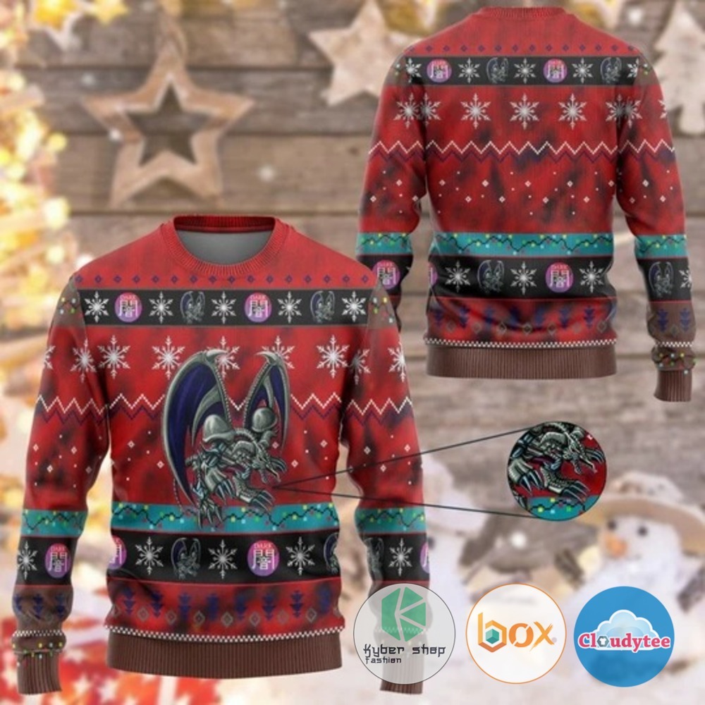 Yu Gi Oh Black Skull Dragon Custom Christmas Sweater 1 Yu Gi Oh Black Skull Dragon Custom Christmas Sweater