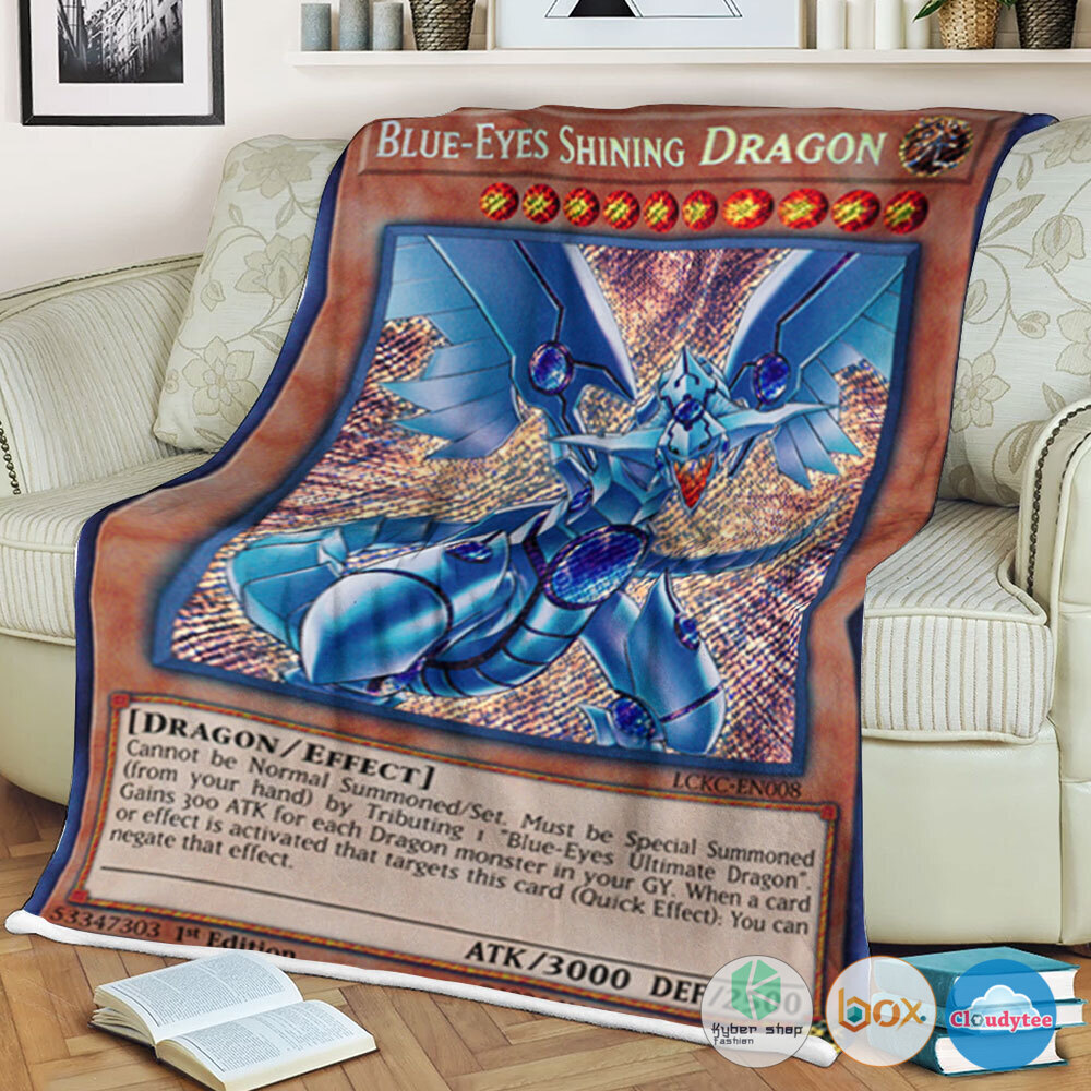Yu Gi Oh Blue Eyes Shining Dragon Retro Blanket 3 Yu Gi Oh Blue Eyes Shining Dragon Retro Blanket