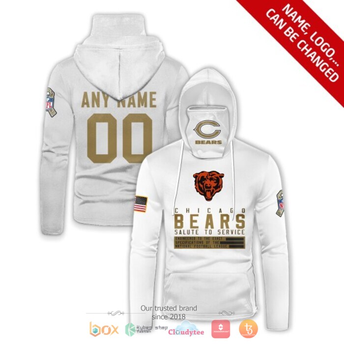 Personalized NFL Chicago Bears White 3d hoodie mask 6 Personalized NFL Chicago Bears White 3d hoodie mask