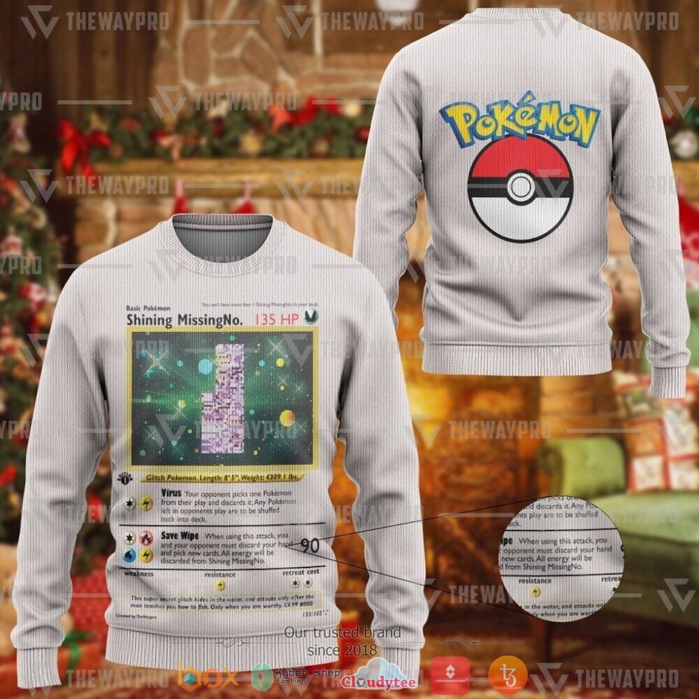 Anime Pokemon 1st Edition Missing No Holo Rare Vintage Christmas Sweater