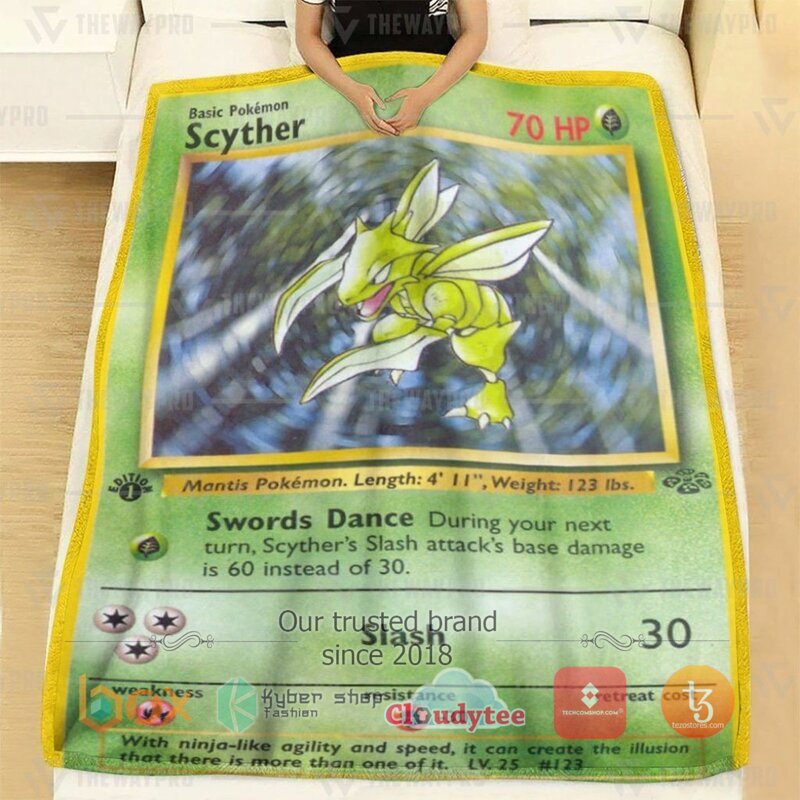 Pokemon Scyther 1st Edition Blanket 2 Pokemon Scyther 1st Edition Blanket 1