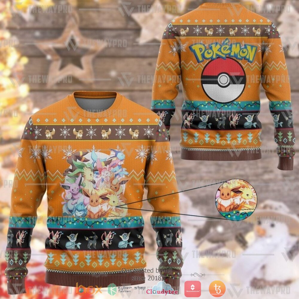 Anime Pokemon Eevee and Eeveelutions Christmas Sweater