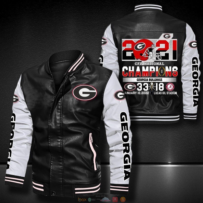 2021 National Championship Georgia Bulldog bomber leather jacket