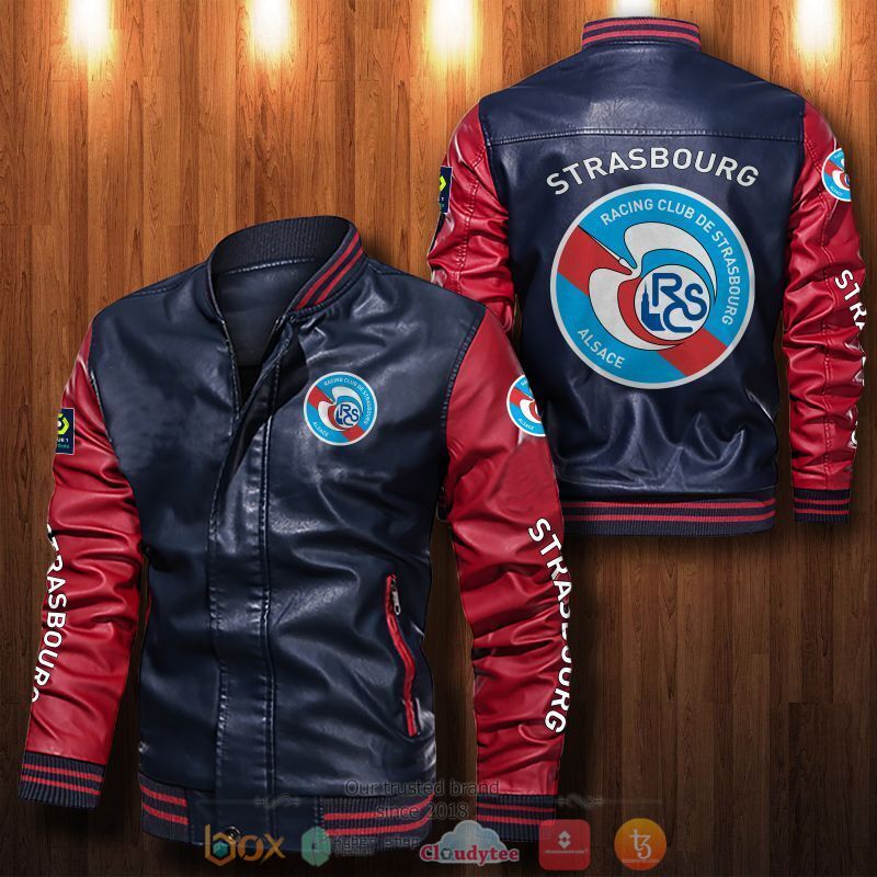 RC Strasbourg Alsace Bomber leather jacket 1 2 3