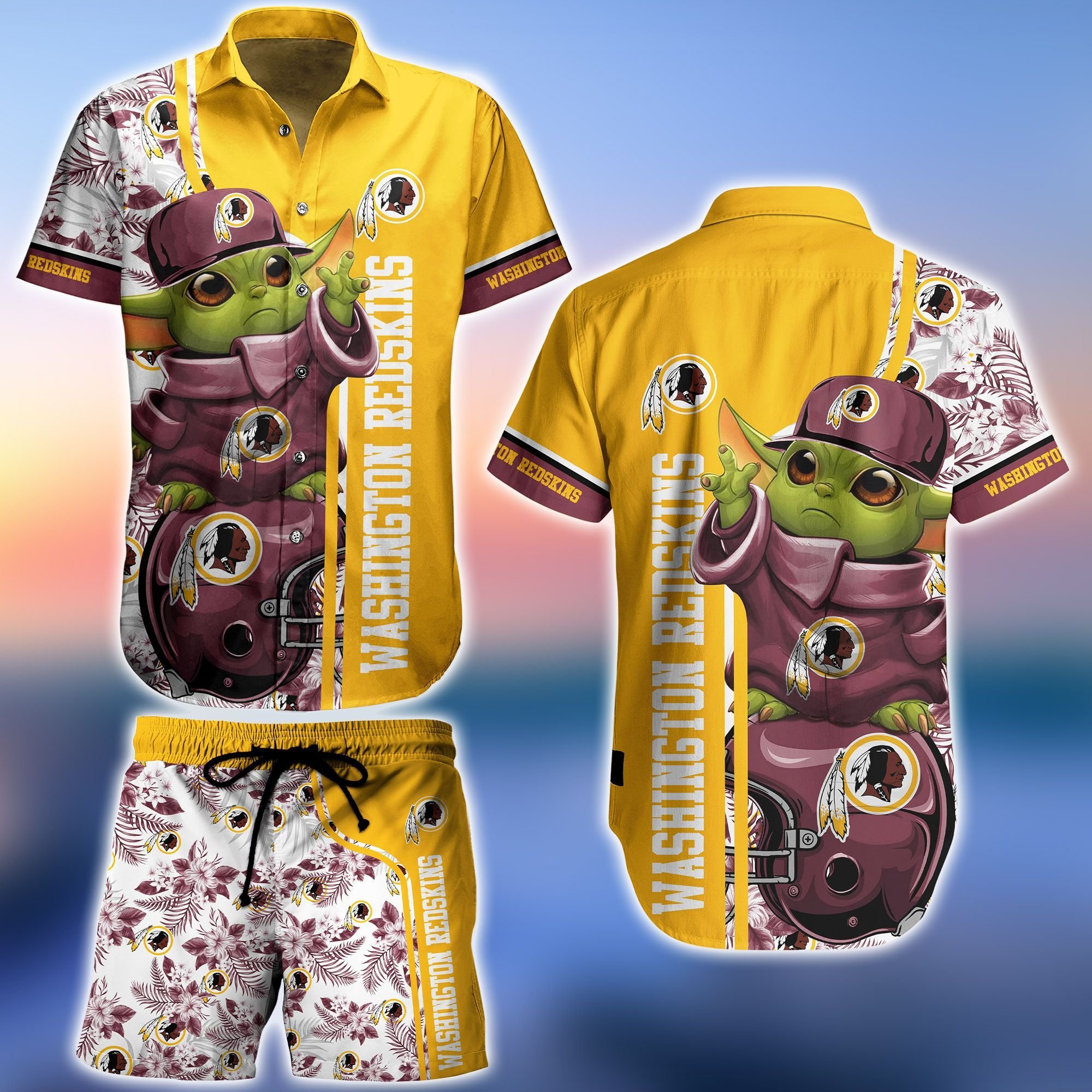 NFL Washington Redskins Baby Yoda Hawaiian Shirt Short