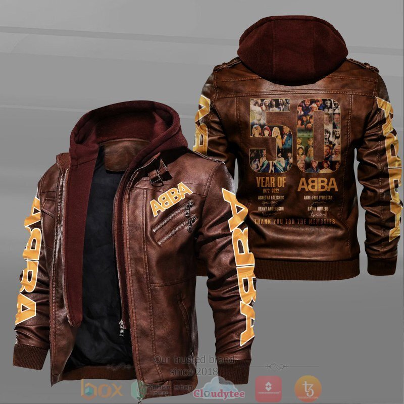 BEST ABBA Band Year Of 1972-2022 2D Leather PU Jacket 2 ABBA Band Year Of 1972 2022 Leather Jacket 1