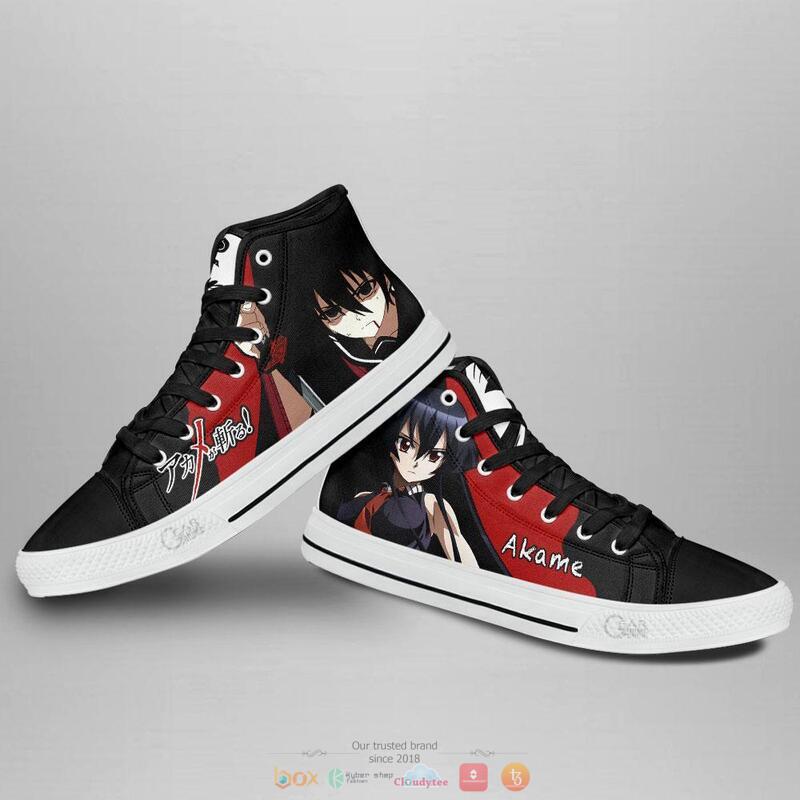 Akame ga Kill Akame high top canvas shoes 3 Akame ga Kill Akame canvas high top shoes 1 2