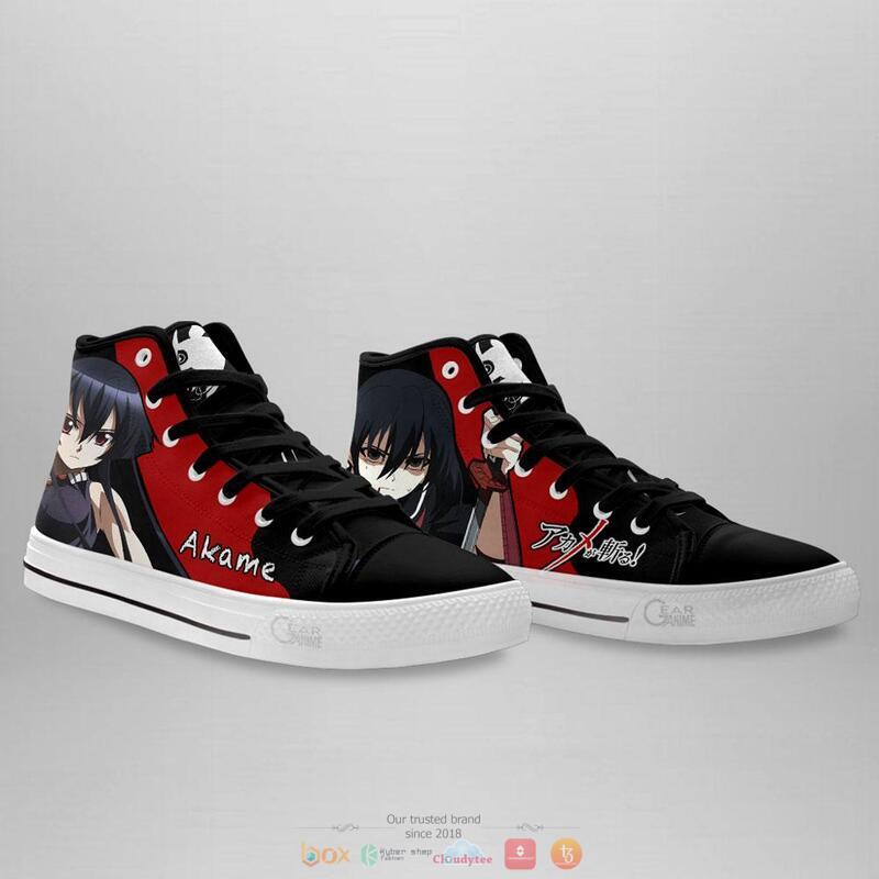 Akame ga Kill Akame high top canvas shoes 4 Akame ga Kill Akame canvas high top shoes 1 2 3