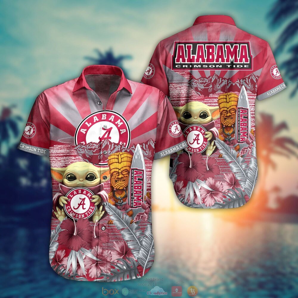 Alabama Crimson Tide Baby Yoda NCAA Hawaiian Shirt, Shorts 9 Alabama Crimson Tide NCAA Baby Yoda Hawaiian Shirt Shorts