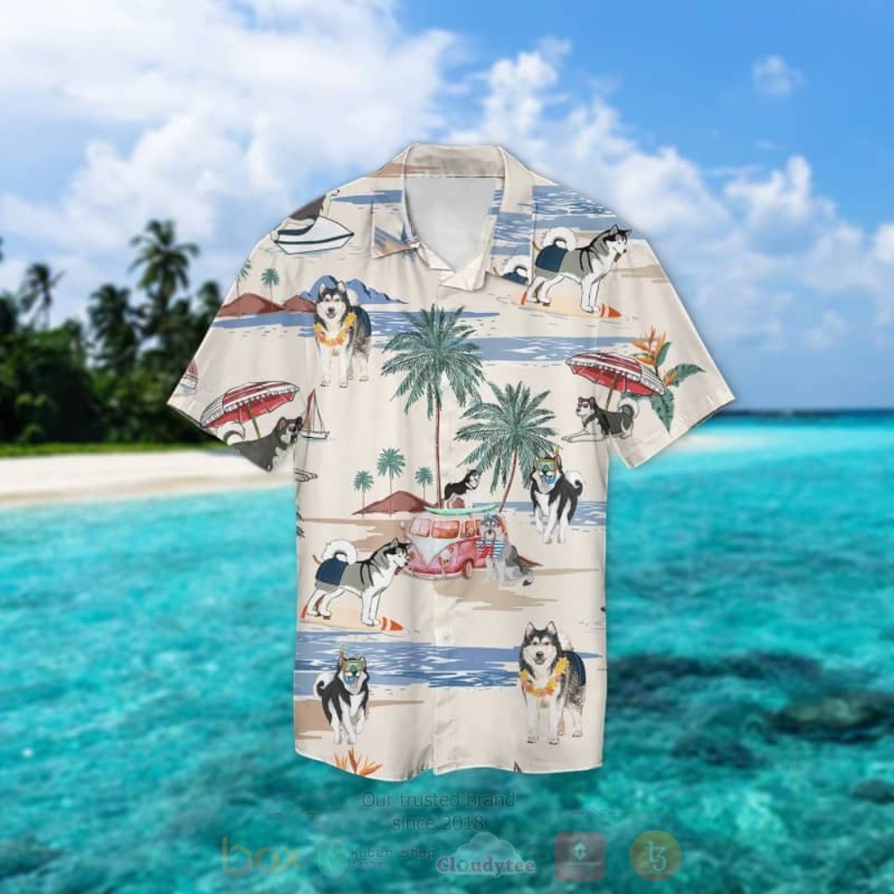 BEST Alaskan Malamute Summer Beach 3D All Over Printed Hawaiian Shirt 1 Alaskan Malamute Summer Beach Hawaiian Shirt