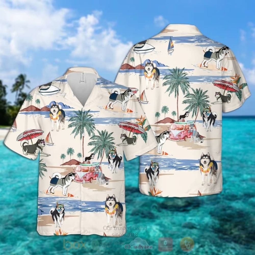 BEST Alaskan Malamute Summer Beach 3D All Over Printed Hawaiian Shirt 2 Alaskan Malamute Summer Beach Hawaiian Shirt 1