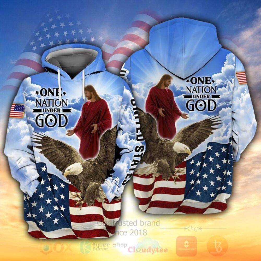 BEST American Flag One Nation Under God Eagle 3D All Over Printed Hoodie, Shirt 2 American Flag One Nation Under God Eagle 3D Hoodie Shirt 1
