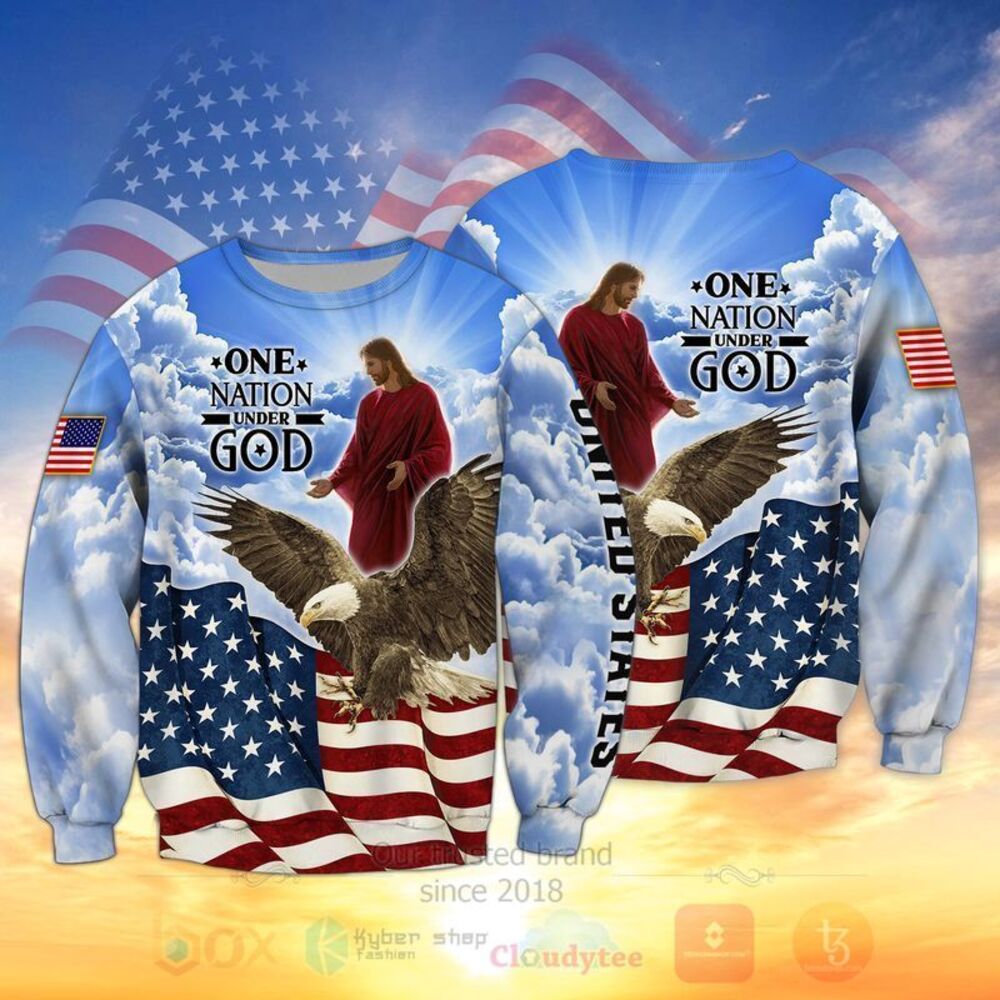 BEST American Flag One Nation Under God Eagle 3D All Over Printed Hoodie, Shirt 3 American Flag One Nation Under God Eagle 3D Hoodie Shirt 1 2