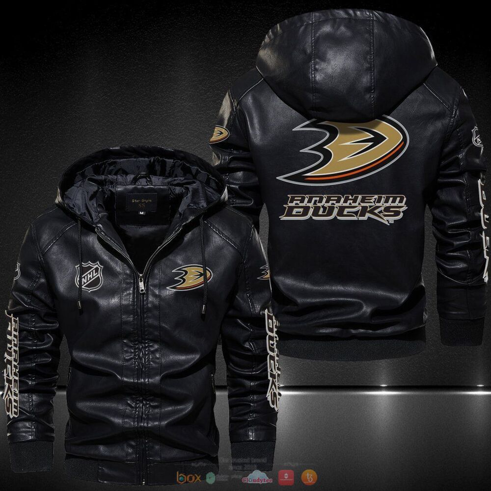 Anaheim Ducks NHL Leather Jacket Hat