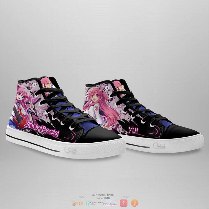 Angel Beats Yui high top canvas shoes 4 Angel Beats Yui canvas high top shoes 1 2 3