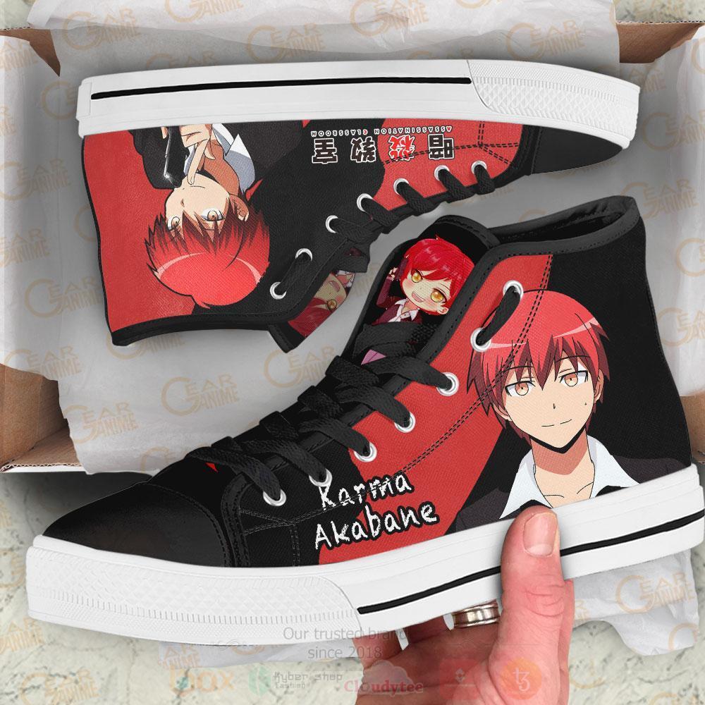 Anime Assassination Classroom Karma Akabane High Top Canvas Shoes 1