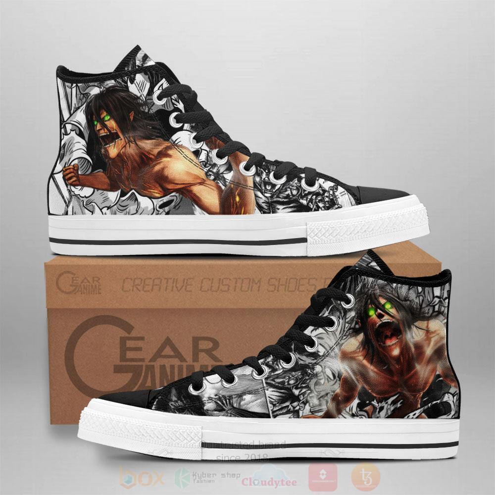 Anime Attack On Eren Titan High Top Canvas Shoes