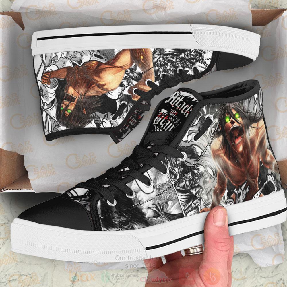 Anime Attack On Eren Titan High Top Canvas Shoes 1