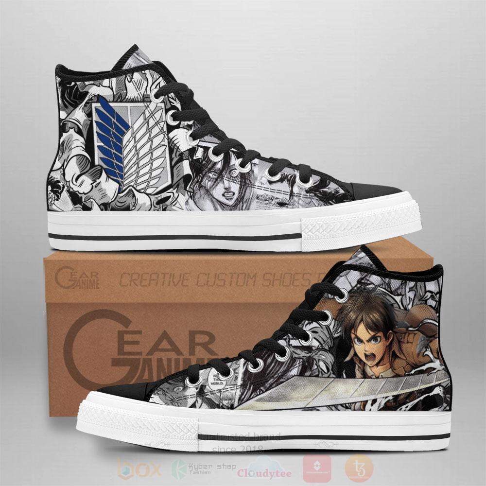 Anime Attack On Titan AOT Eren High Top Canvas Shoes