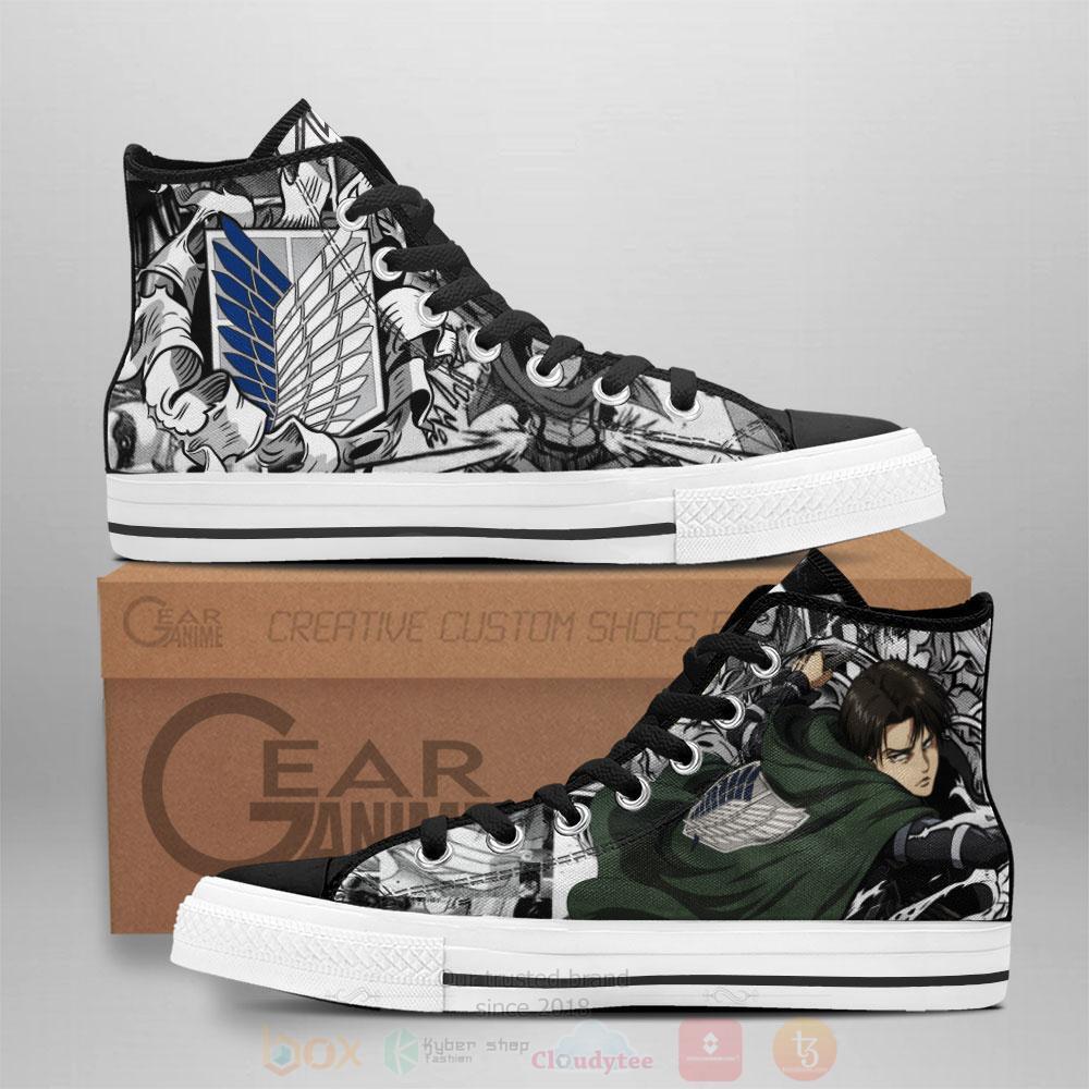 Anime Attack On Titan AOT Levi High Top Canvas Shoes