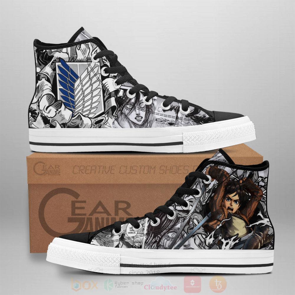 Anime Attack On Titan Eren Yeager High Top Canvas Shoes