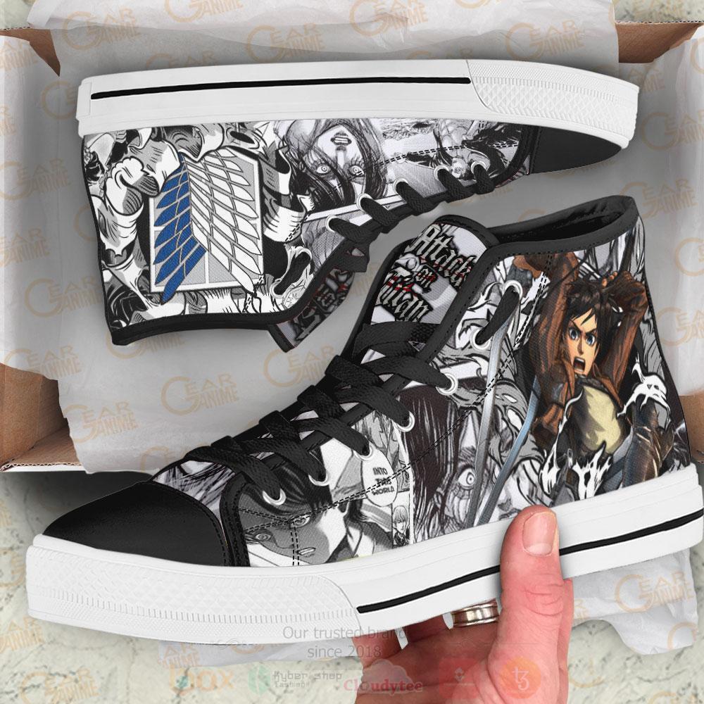 Anime Attack On Titan Eren Yeager High Top Canvas Shoes 1