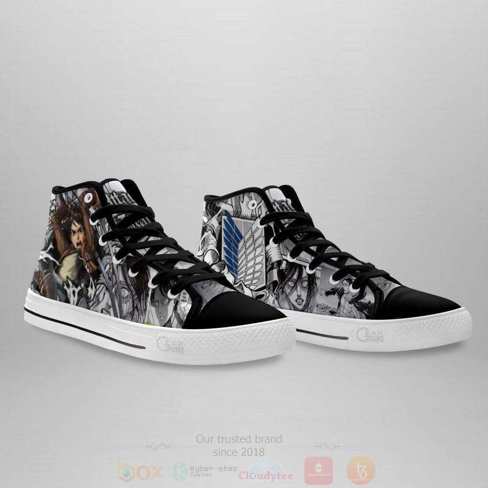 Anime Attack On Titan Eren Yeager High Top Canvas Shoes 1 2 3