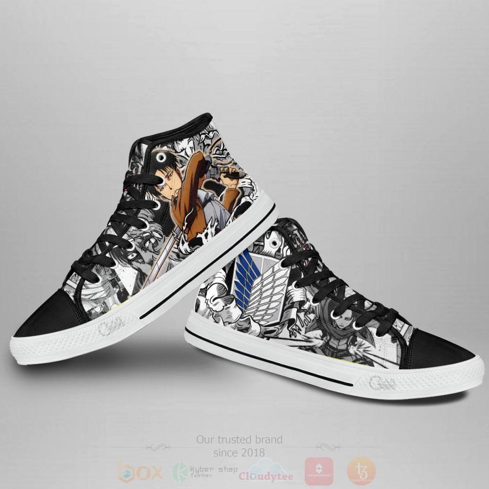 BEST Anime Attack On Titan Levi Ackerman High Top Shoes 4 Anime Attack On Titan Levi Ackerman High Top Canvas Shoes 1 2 3
