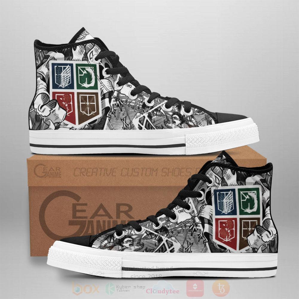 Anime Attack On Titan Regiment Badge High Top Canvas Shoes