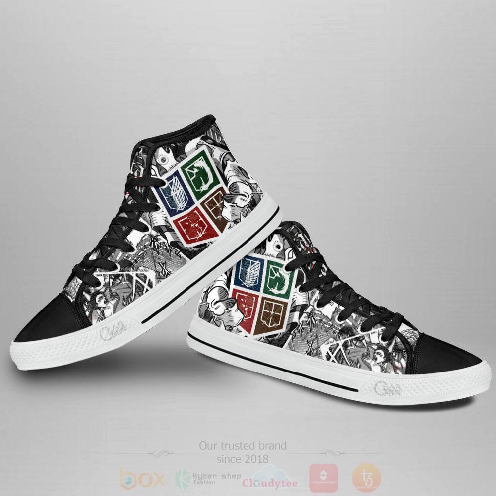 BEST Anime Attack On Titan Regiment Badge High Top Shoes 3 Anime Attack On Titan Regiment Badge High Top Canvas Shoes 1 2