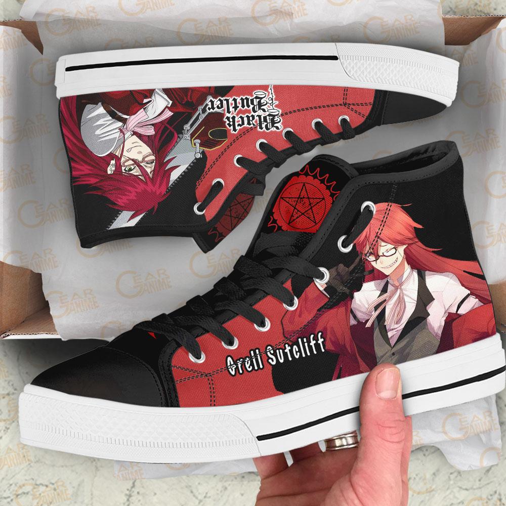 Anime Black Butler Grell Sutcliff High Top Canvas Shoes 1