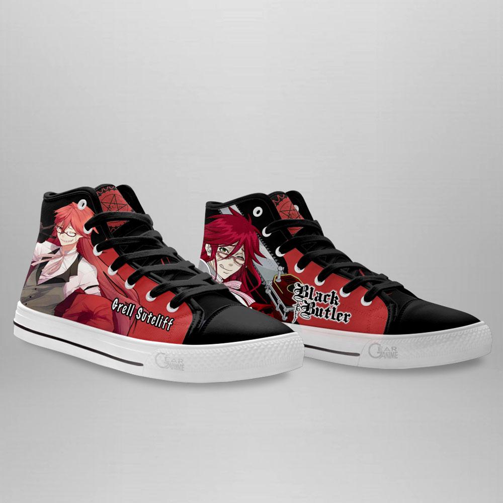 Anime Black Butler Grell Sutcliff High Top Canvas Shoes 1 2 3
