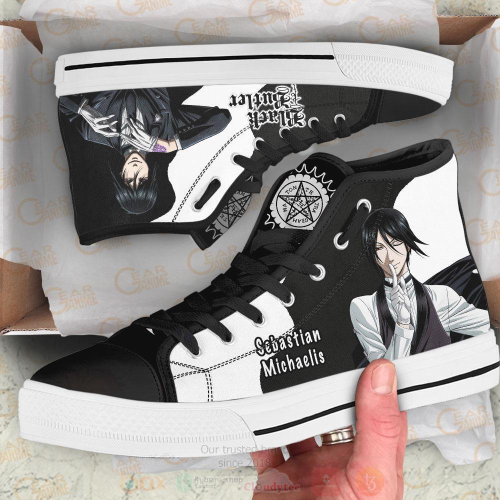 Anime Black Butler Sebastian Michaelis High Top Canvas Shoes 1