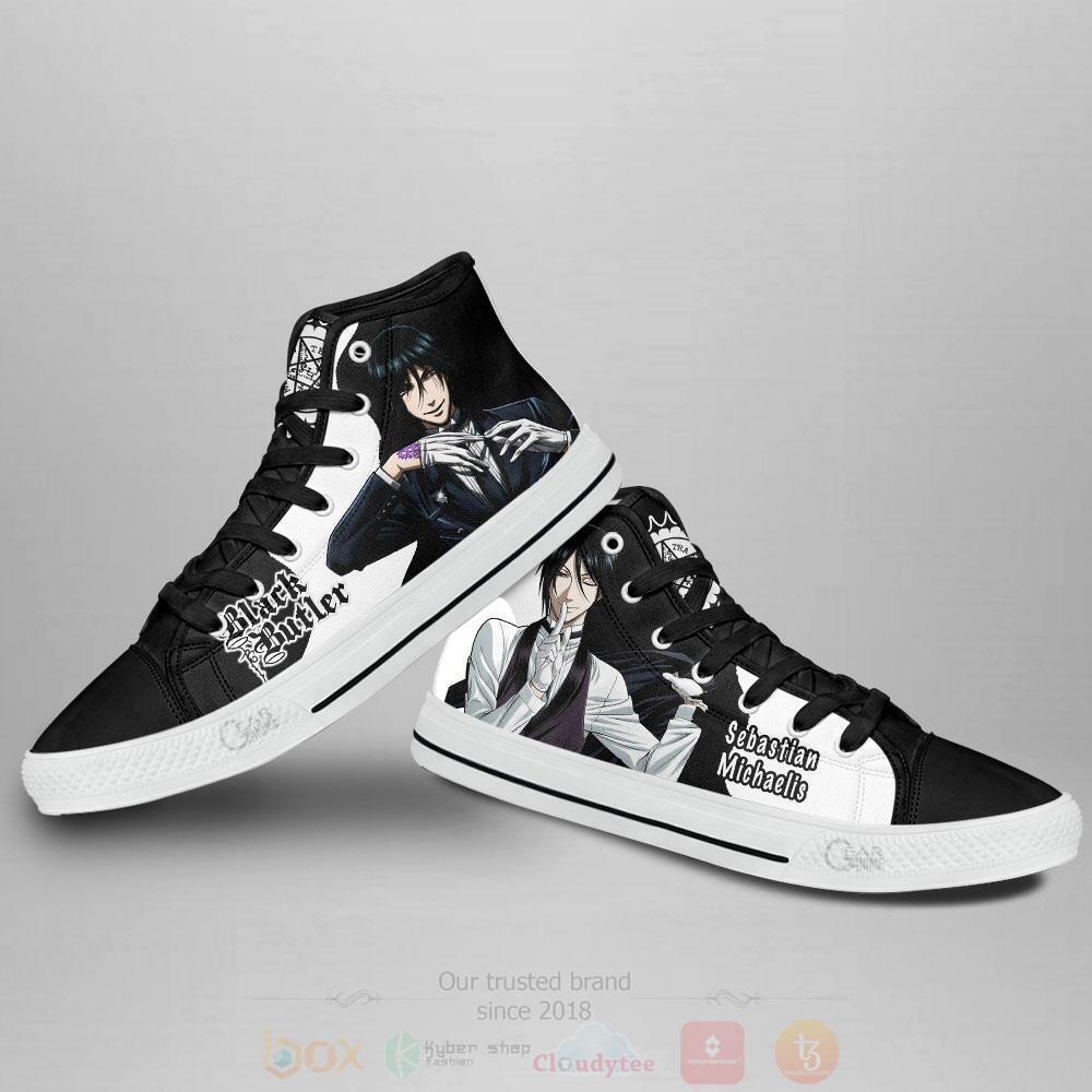BEST Anime Black Butler Sebastian Michaelis High Top Shoes 3 Anime Black Butler Sebastian Michaelis High Top Canvas Shoes 1 2