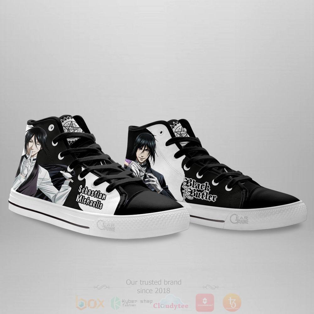 BEST Anime Black Butler Sebastian Michaelis High Top Shoes 4 Anime Black Butler Sebastian Michaelis High Top Canvas Shoes 1 2 3