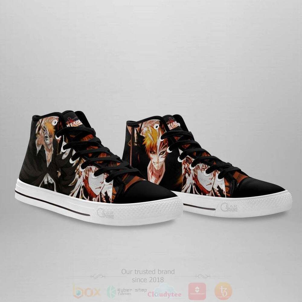 Anime Bleach Ichigo Kurosaki Hollow High Top Canvas Shoes 1