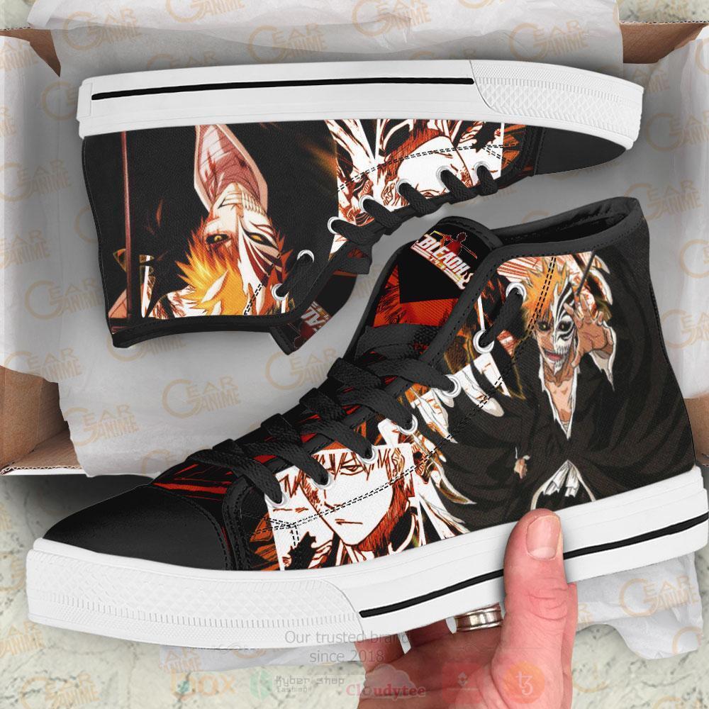 BEST Anime Bleach Ichigo Kurosaki Hollow High Top Shoes 3 Anime Bleach Ichigo Kurosaki Hollow High Top Canvas Shoes 1 2