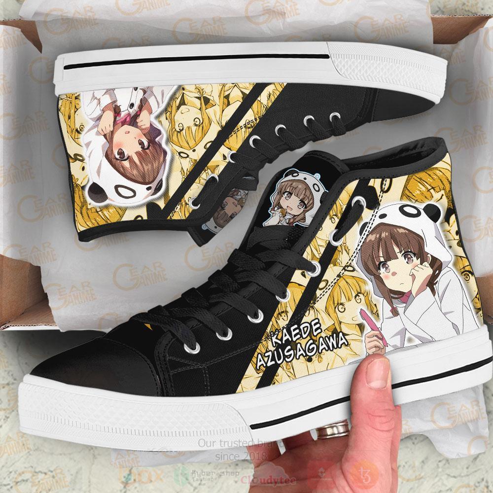 Anime Bunny Girl Senpai Kaede Azusagawa High Top Canvas Shoes 1