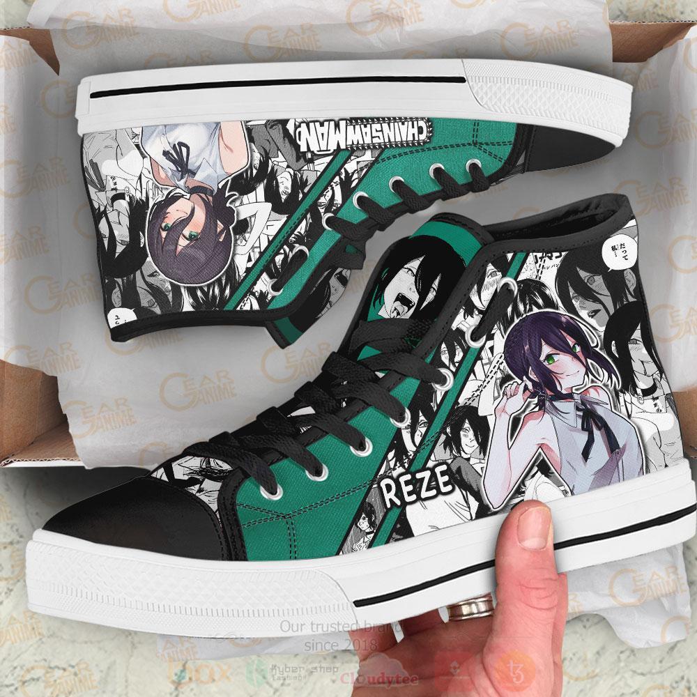 Anime Chainsaw Man Bomb Girl Reze High Top Canvas Shoes 1