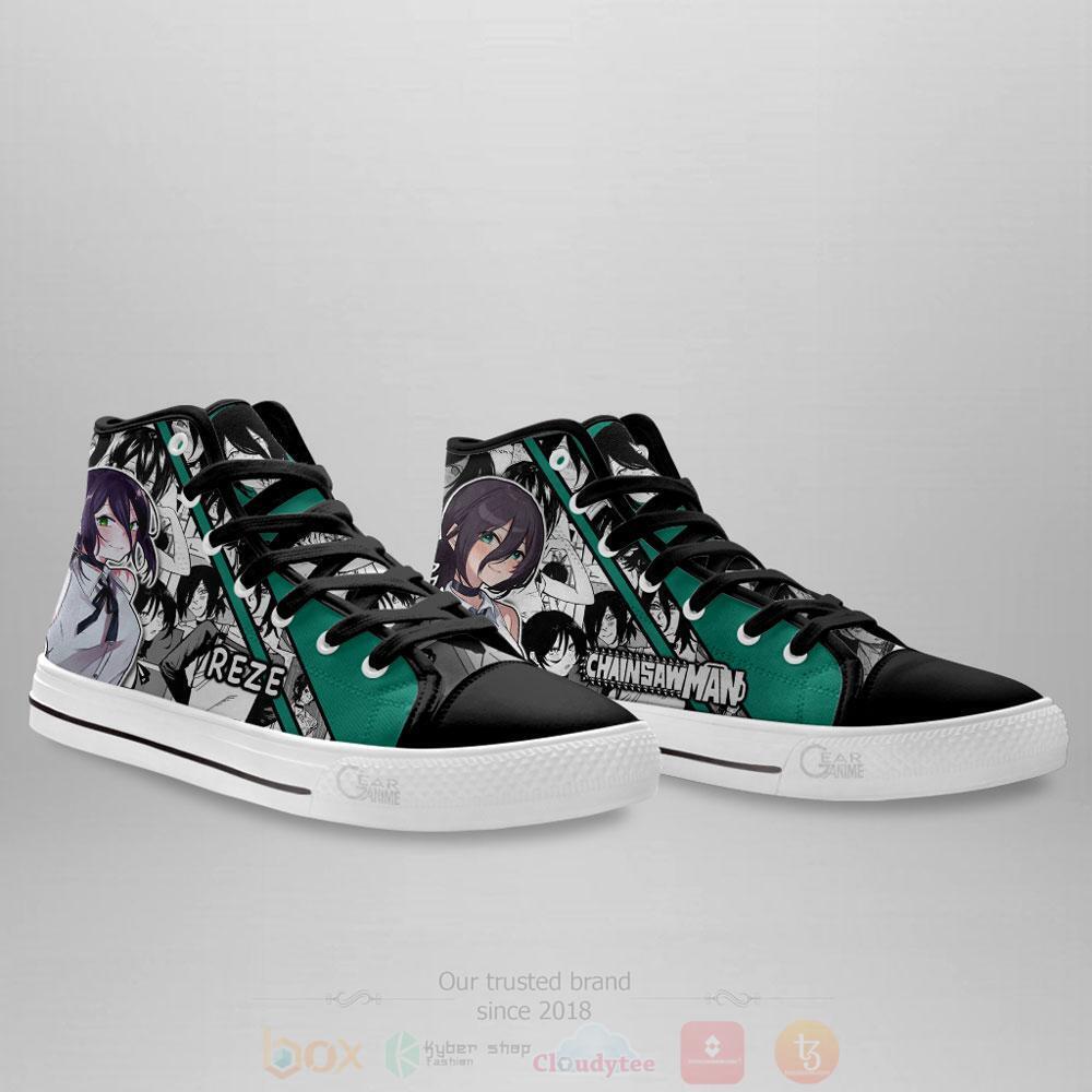 BEST Anime Chainsaw Man Bomb Girl Reze High Top Shoes 3 Anime Chainsaw Man Bomb Girl Reze High Top Canvas Shoes 1 2