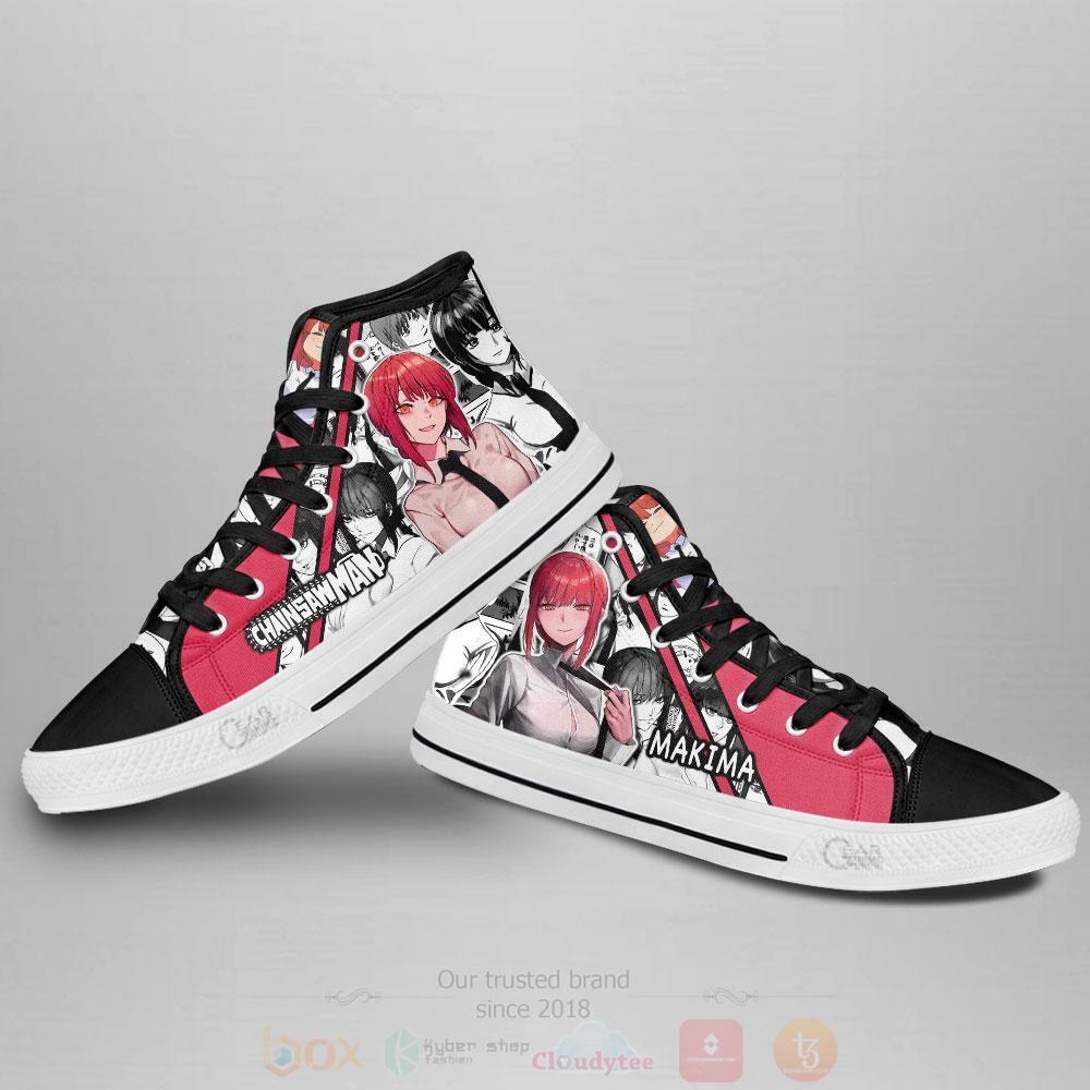 BEST Anime Chainsaw Man Makima High Top Shoes 3 Anime Chainsaw Man Makima High Top Canvas Shoes 1 2