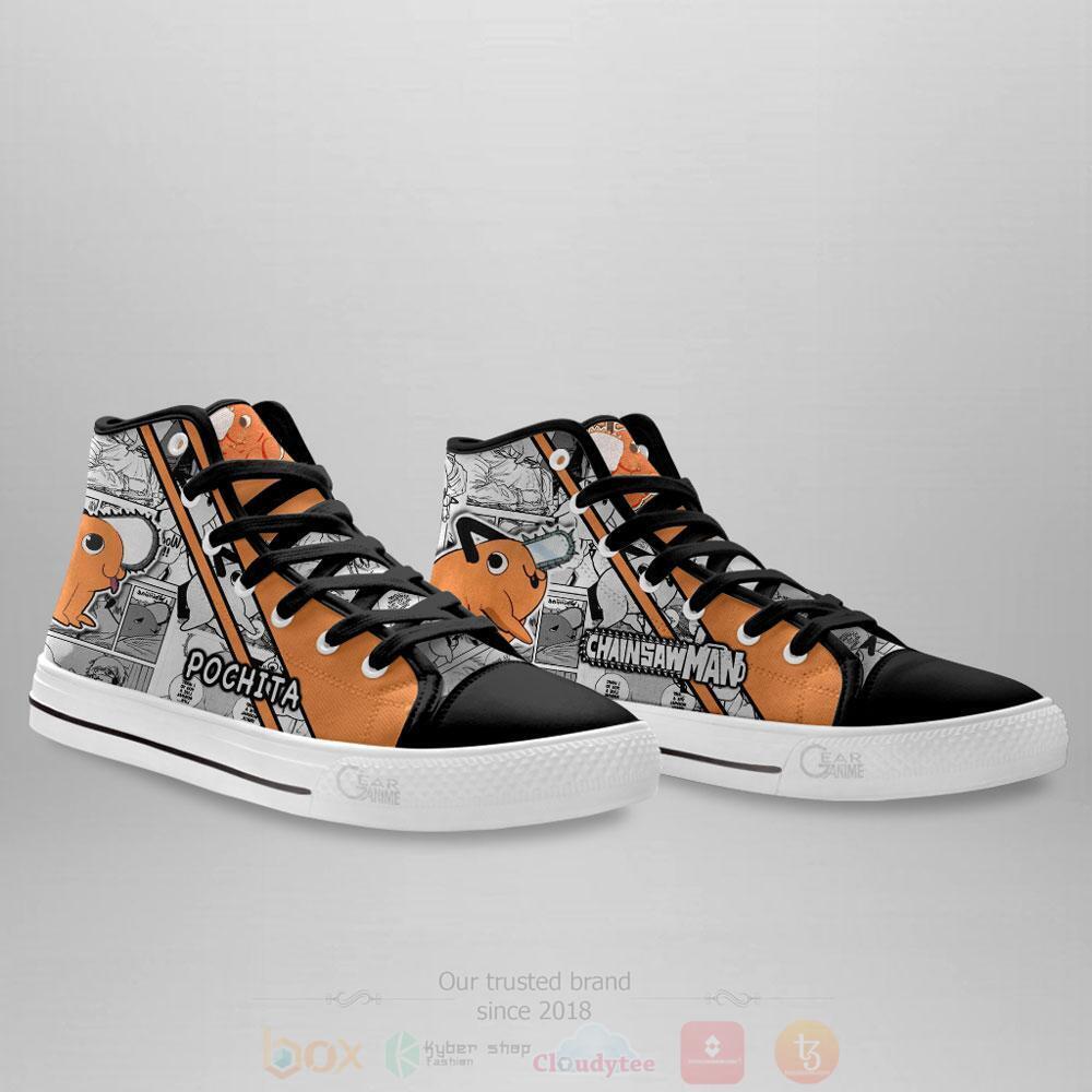 BEST Anime Chainsaw Man Pochita High Top Shoes 3 Anime Chainsaw Man Pochita High Top Canvas Shoes 1 2